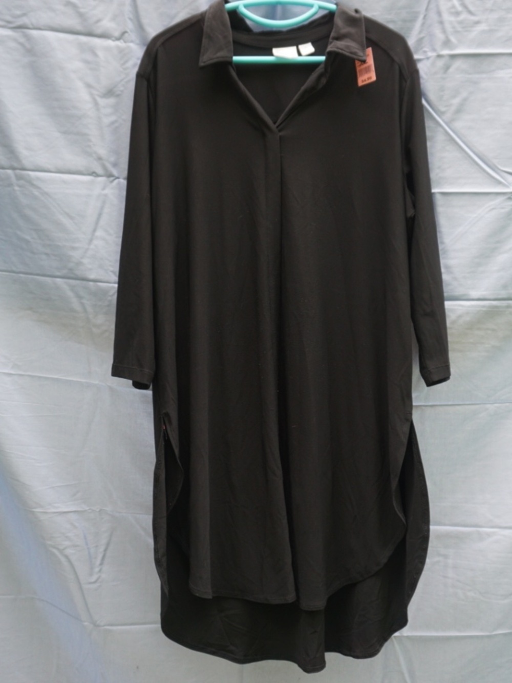 Long-Sleeved Black Collared Dress